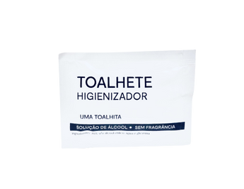 Toalhita desinfetante individual com álcool para higienização de mãos